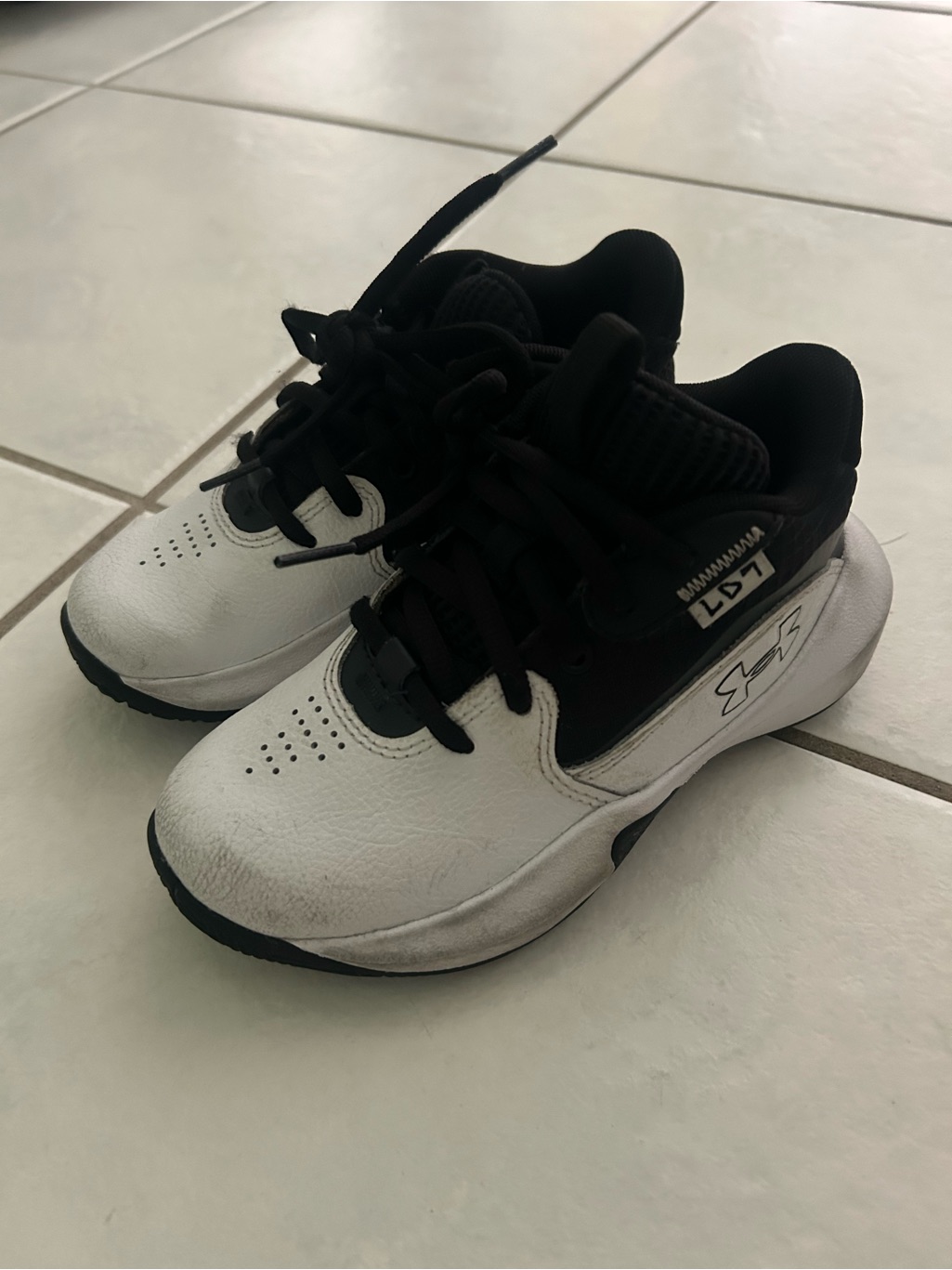Under Armour Kids Black And White Lace-Up Sneakers